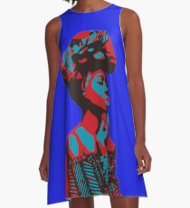 Afrikanerin rot & blau A-Linien Kleid