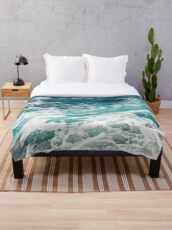 Blue Ocean Waves Throw Blanket