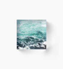 Blue Ocean Summer Beach Waves Acrylic Block