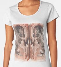 brown Rorschach test, watercolor, monotype, abstract colorful symmetric painting Women's Premium T-Shirt