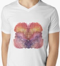 pink Rorschach test, watercolor, monotype, abstract colorful symmetric painting Men's V-Neck T-Shirt