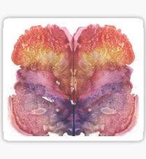 pink Rorschach test, watercolor, monotype, abstract colorful symmetric painting Sticker
