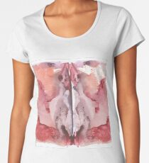 pink Rorschach test, watercolor, monotype, abstract colorful symmetric painting Women's Premium T-Shirt