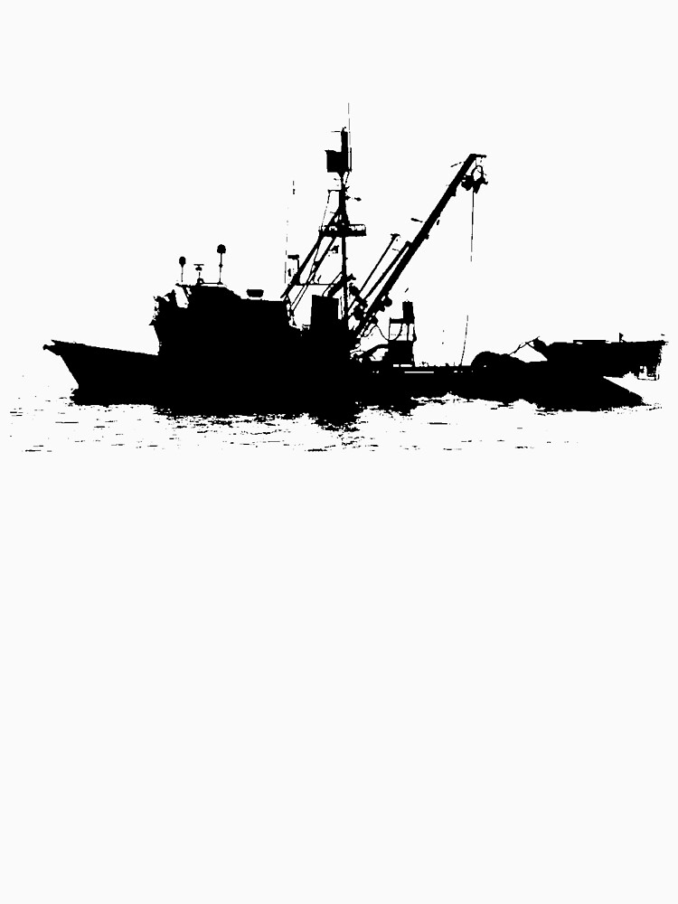 Fishing Boat Silhouette - Black on White/Color Background by douglasewelch