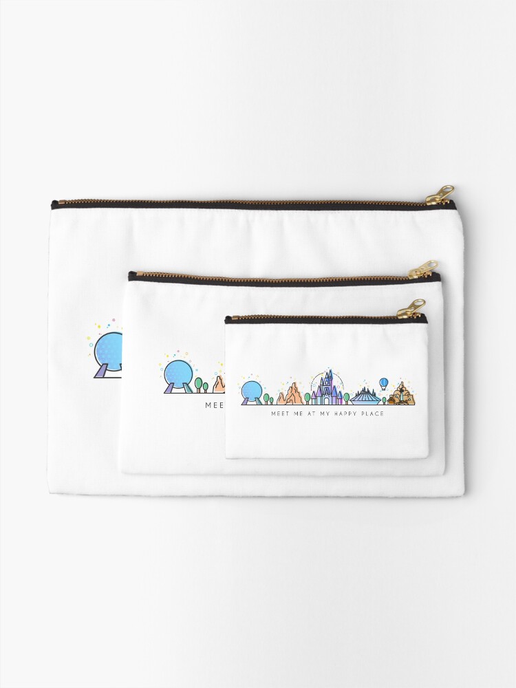 Alternate view of Meet me at my Happy Place Vector Orlando Theme Park Illustration Design Zipper Pouch
