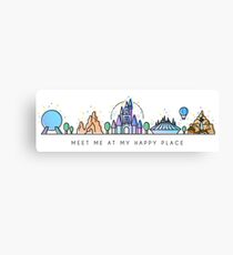 Meet me at my Happy Place Vector Orlando Theme Park Illustration Design Canvas Print