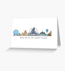 Meet me at my Happy Place Vector Orlando Theme Park Illustration Design Greeting Card