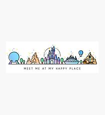 Meet me at my Happy Place Vector Orlando Theme Park Illustration Design Photographic Print
