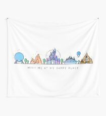 Treffen Sie mich bei meinem glücklichen Platz-Vektor-Orlando-Freizeitpark-Illustrations-Design Wandbehang