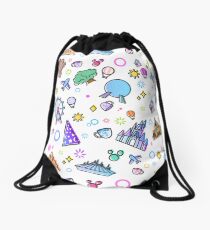 Meet me at my Happy Place Pattern. Happiest Place on Earth. Florida Orlando Icons. Ferris Wheel Theme Park. Drawstring Bag