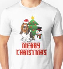 Merry Christmas Basset Hound Design Unisex T-Shirt