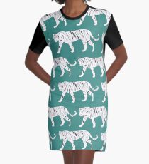 Tiger-Druck-Knickente T-Shirt Kleid