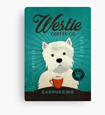 Westie Terrier Coffee Company Dog Artwork Canvas Print