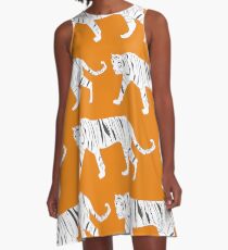 Tiger-Druck A-Linien Kleid