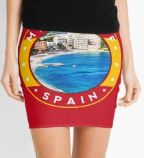 Magaluf Spain, tshirt, red bg Mini Skirt