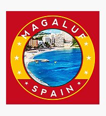 Magaluf Spain, tshirt, red bg Photographic Print