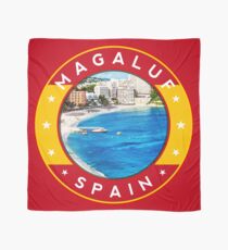 Magaluf Spain, tshirt, red bg Scarf