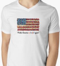 Mach Amerika wieder farbenfroh T-Shirt mit V-Ausschnitt für Männer