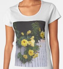 yellow flowers on the gatedoor Women's Premium T-Shirt
