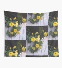 yellow flowers on the gatedoor Wall Tapestry