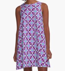 retro artwork style sixties seamless colorful repeat pattern A-Line Dress