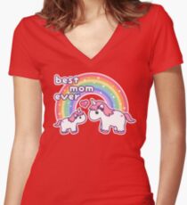 Cute Unicorn Mom Women's Fitted V-Neck T-Shirt