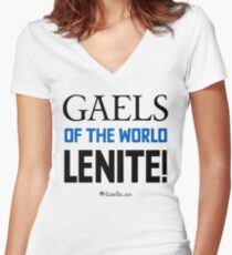 Gaels of the world, lenite! Women's Fitted V-Neck T-Shirt
