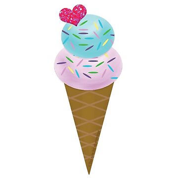 Artwork thumbnail, Ice Cream Cone with Candy Heart & Sprinkles by DM821d7