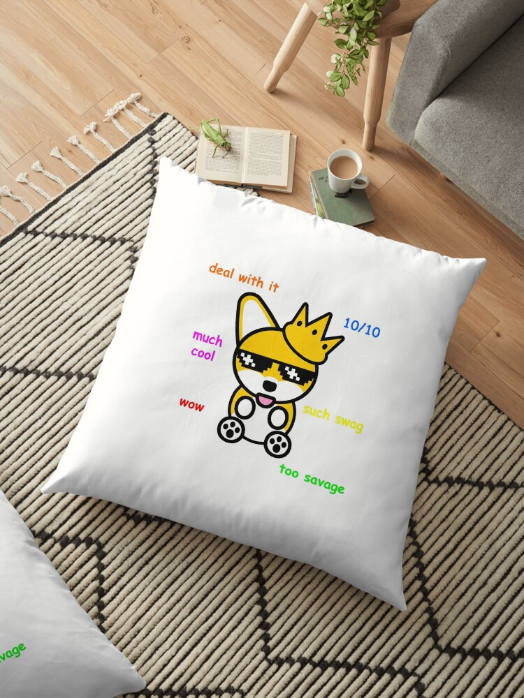 Deal With It Corgi Shiba Inu Doge Glasses Dog Floor Pillow By Jayrauler