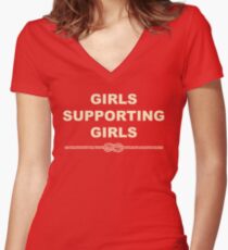 GIRLS SUPPORTING GIRLS Women's Fitted V-Neck T-Shirt