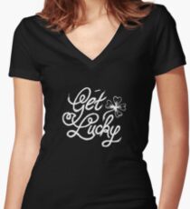 get lucky Women's Fitted V-Neck T-Shirt