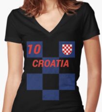 Croatia World Soccer Jersey T-Shirt, Croatian Football Shirt Women's Fitted V-Neck T-Shirt