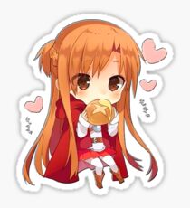 Pegatina Chibi Asuna Corazones + pan (Sword Art Online / SAO)