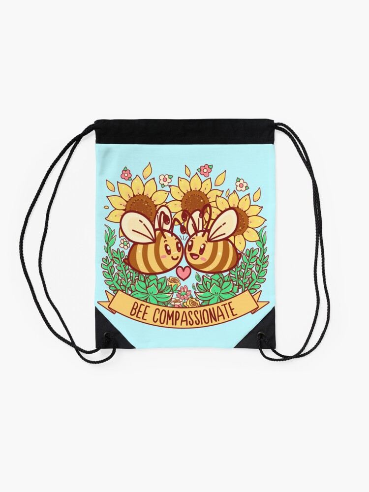 Alternate view of Bee Compassionate - Save the Bees Drawstring Bag