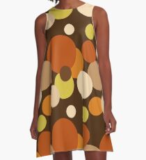 Big 70s polka dots brown A-Line Dress