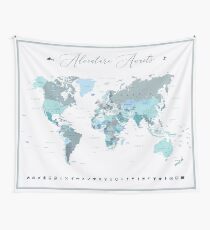 Tela decorativa La aventura aguarda el mapa del mundo en Teal