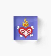 Heart Bones with Flames and Ribcage Acrylic Block