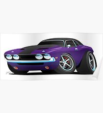 Classic Muscle Car Cartoon Poster