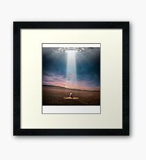 UFO Trike and Boy Abducted Framed Print