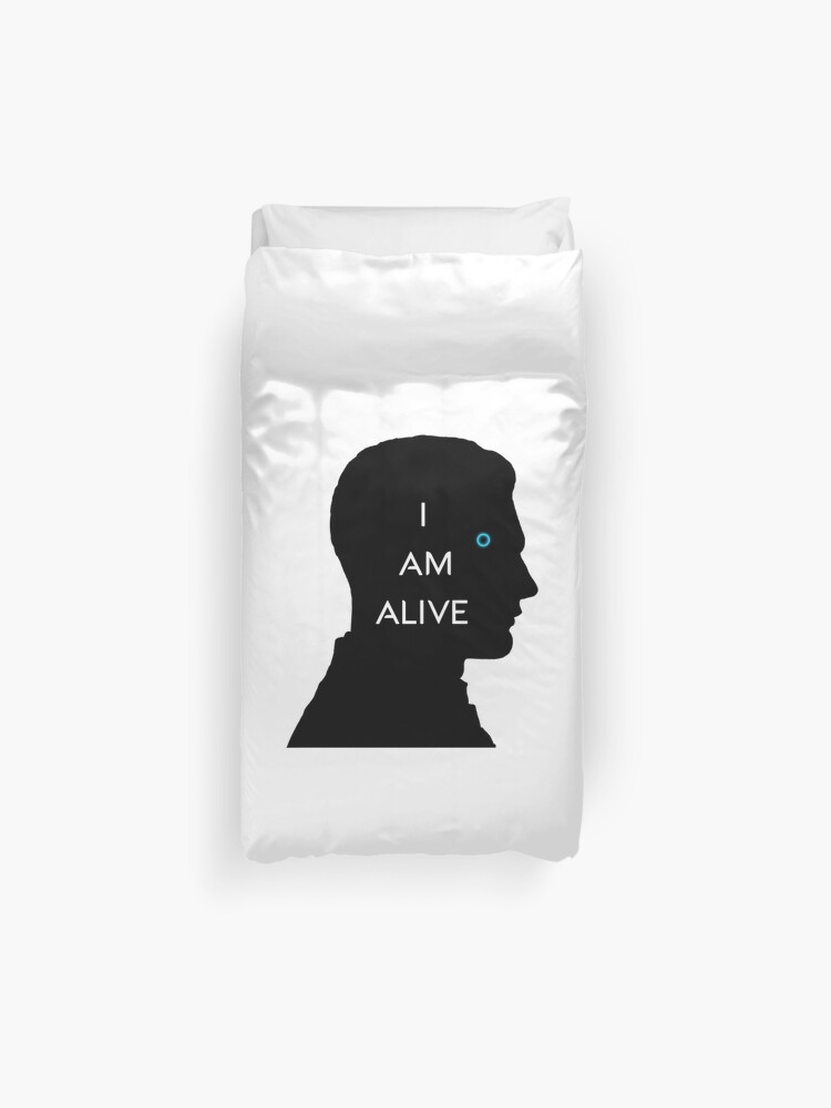 Detroit Become Human Connor I Am Alive Black Duvet Cover - 