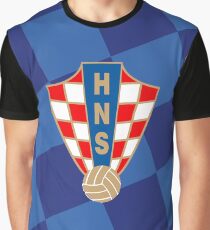 Kroatien Jersy dunkelblaues Logo Grafik T-Shirt