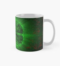 Green Glowing Brain Wired On Red Neural Surface Or Electronic Conductors Mug