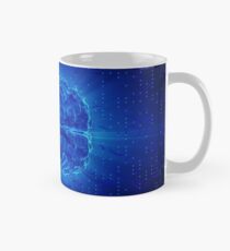 Blue Glowing Brain Wired On Neural Surface Or Electronic Conductors Mug