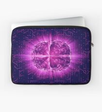 Purple Glowing Brain Wired On Neural Surface Or Electronic Conductors Laptop Sleeve