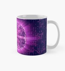 Purple Glowing Brain Wired On Neural Surface Or Electronic Conductors Mug