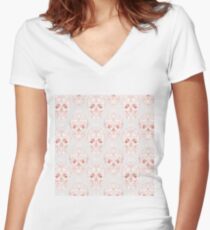 Blushing rose skulls Women's Fitted V-Neck T-Shirt