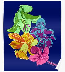 Octopus Flower Garden Poster