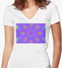 Golden Morning Neon Double Kaleidoscope Women's Fitted V-Neck T-Shirt