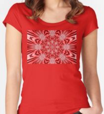 Golden Morning Double Kaleidoscope Neon Red Women's Fitted Scoop T-Shirt
