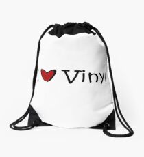 i love vinyl Drawstring Bag